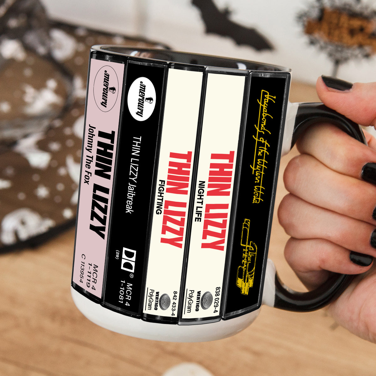 Thin Lizzy Albums Cassette Collection Retro Accent Mug