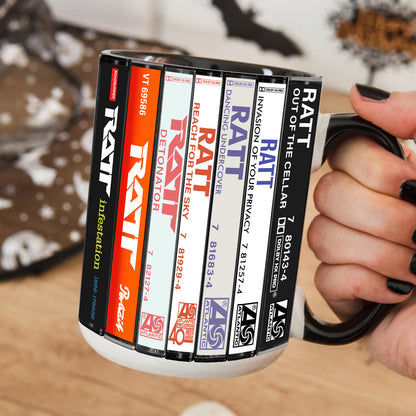 Ratt Albums Cassette Collection Retro Accent Edge-to-Edge Printed Mug