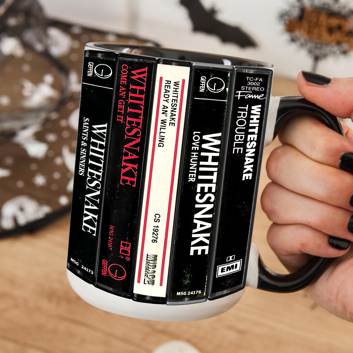 Whitesnake Albums Cassette Collection Retro Accent Mug