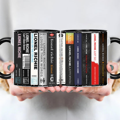 Lionel Richie Albums Cassette Collection Retro Accent Edge-to-Edge Printed Mug