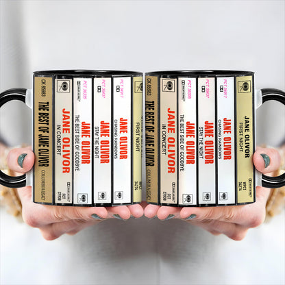 Jane Olivor Albums Cassette Collection Retro Accent Edge-to-Edge Printed Mug