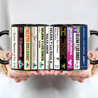 Selena Albums Cassette Collection Retro Accent Edge-to-Edge Printed Mug