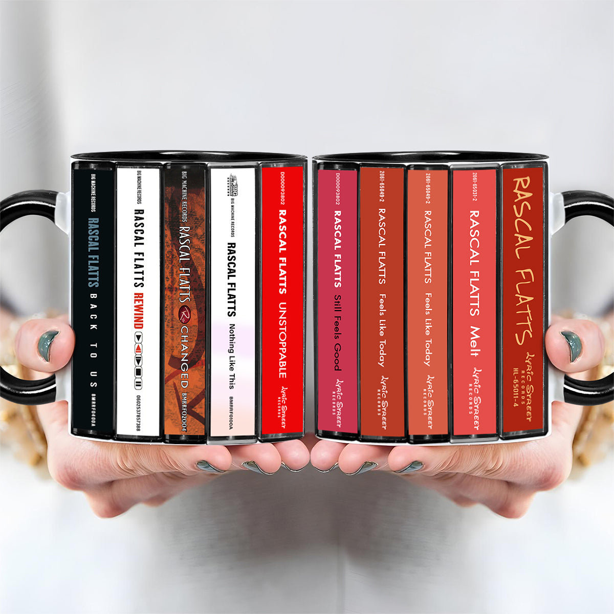 Rascal Flatts Albums Cassette Collection Retro Accent Edge-to-Edge Printed Mug