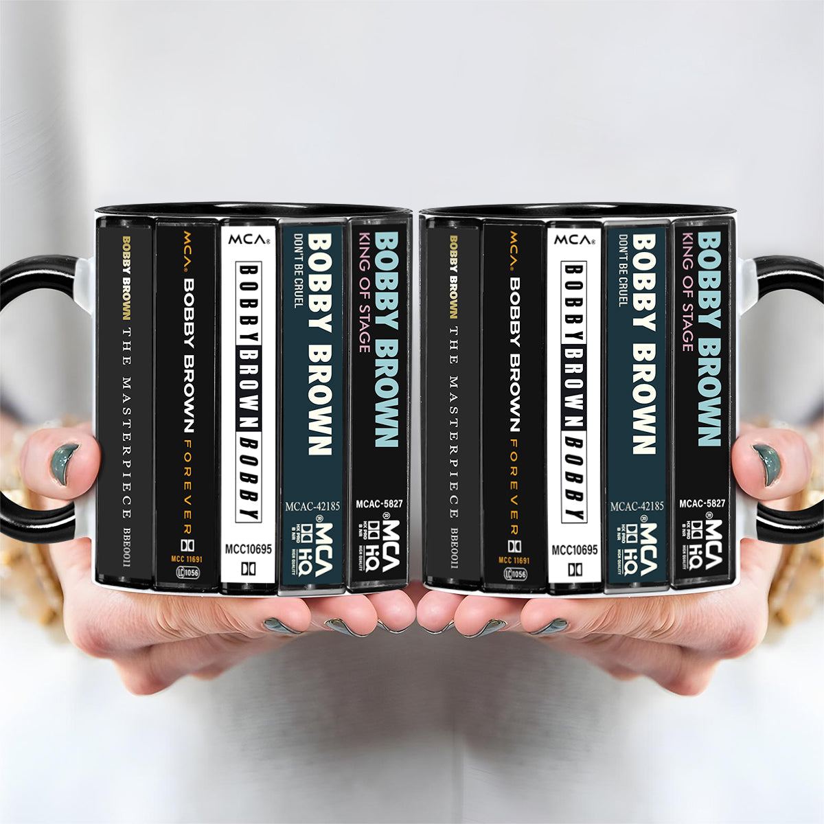 Bobby Brown Albums Cassette Collection Retro Accent Edge-to-Edge Printed Mug