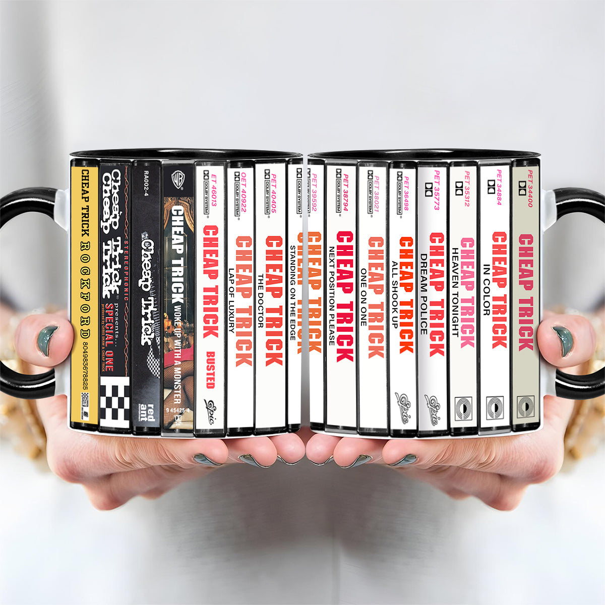 Cheap Trick Albums Cassette Collection Retro Accent Edge-to-Edge Printed Mug