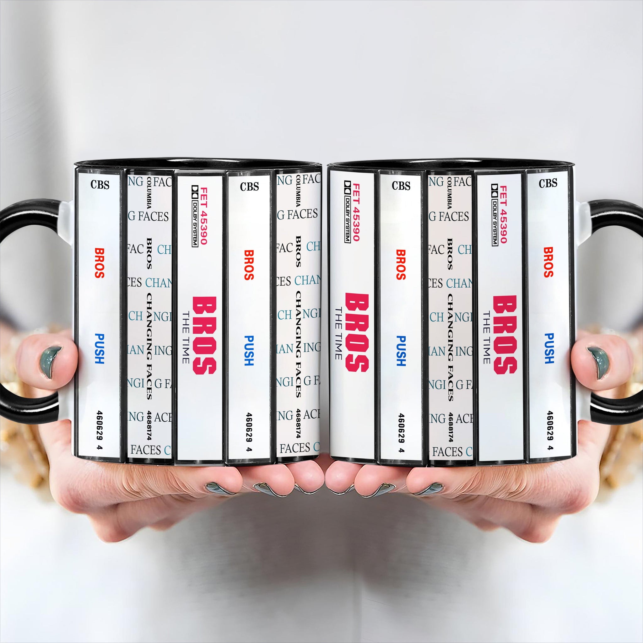 Bros Albums Cassette Collection Retro Accent Edge-to-Edge Printed Mug