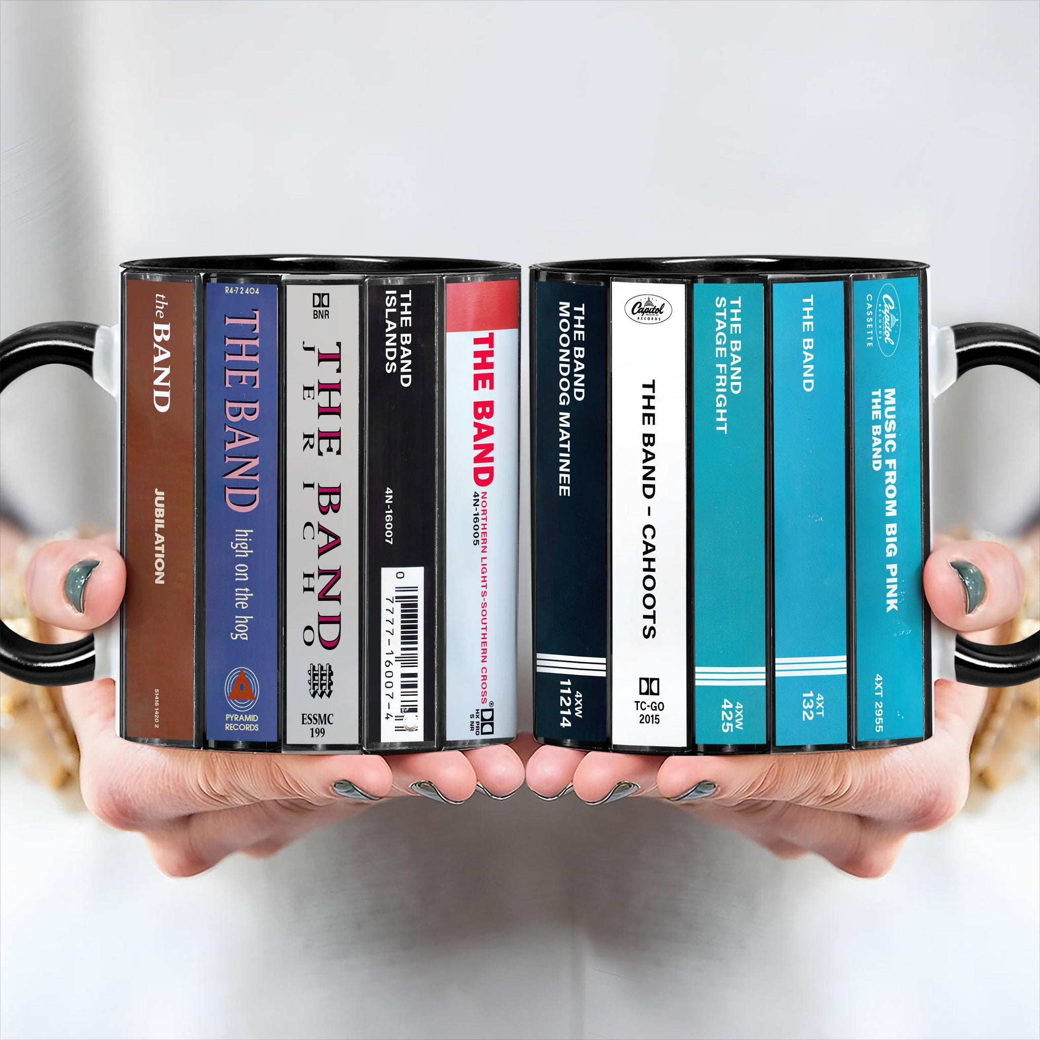 The Band Albums Cassette Collection Retro Accent Edge-to-Edge Printed Mug