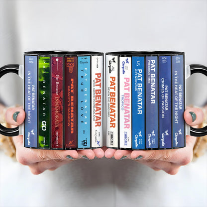 Pat Benatar Albums Cassette Collection Retro Accent Edge-to-Edge Printed Mug
