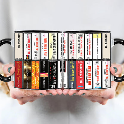 Earth, Wind & Fire Albums Cassette Collection Retro Accent Edge-to-Edge Printed Mug - Extended Version
