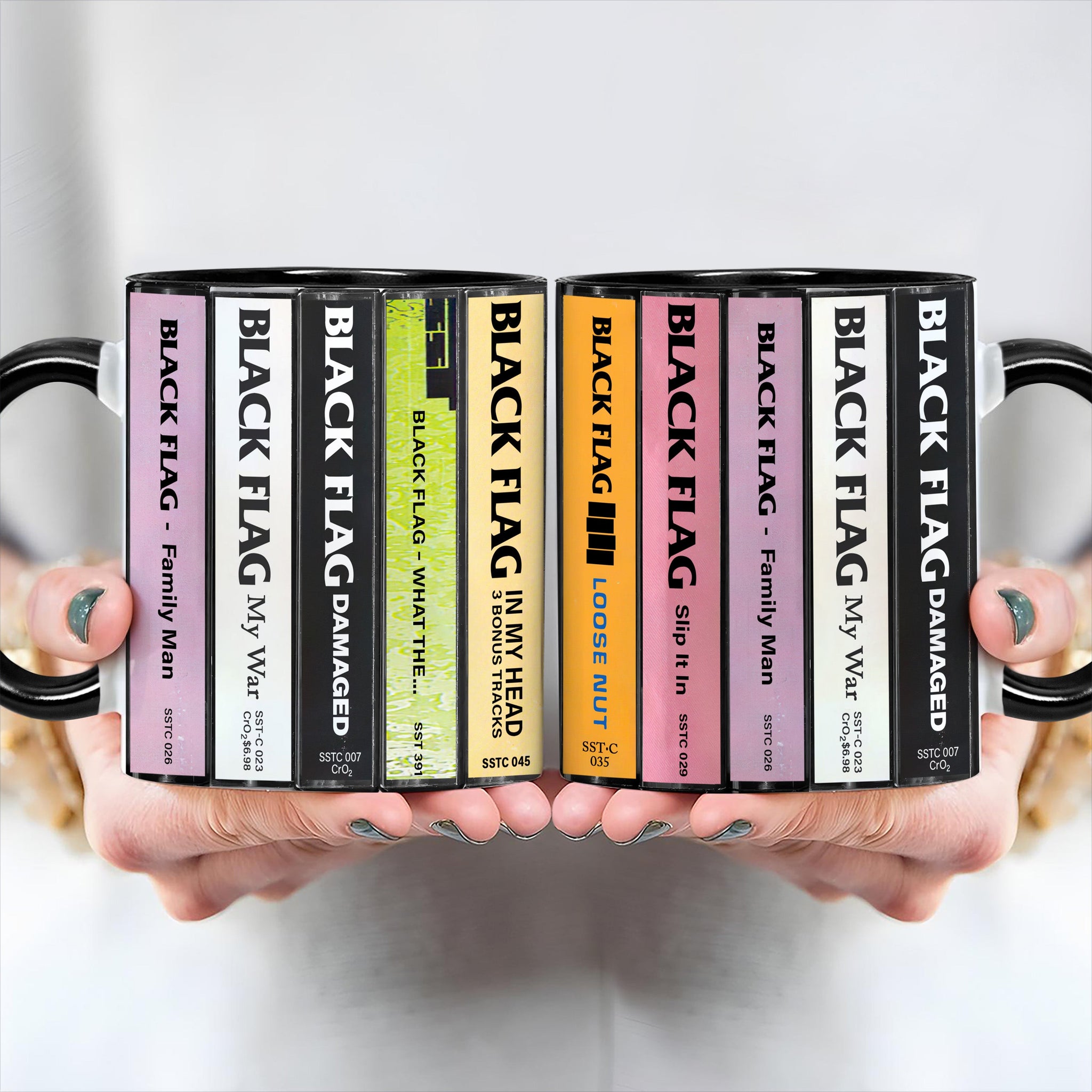 Black Flag Albums Cassette Collection Retro Accent Edge-to-Edge Printed Mug