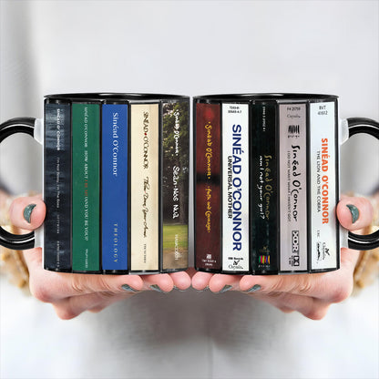 Sinéad O'Connor Albums Cassette Collection Retro Accent Edge-to-Edge Printed Mug