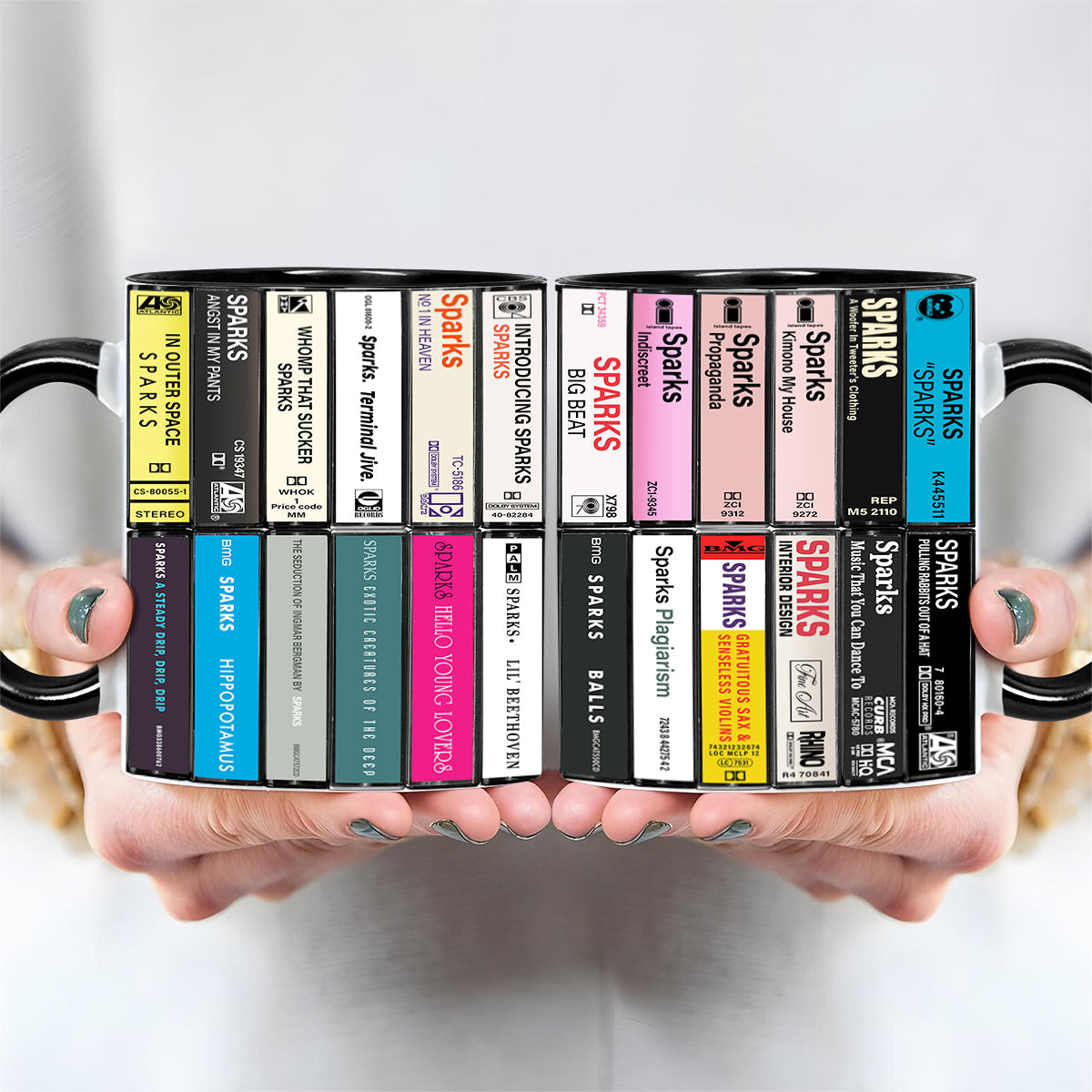 Sparks Albums Cassette Collection Retro Accent Edge-to-Edge Printed Mug