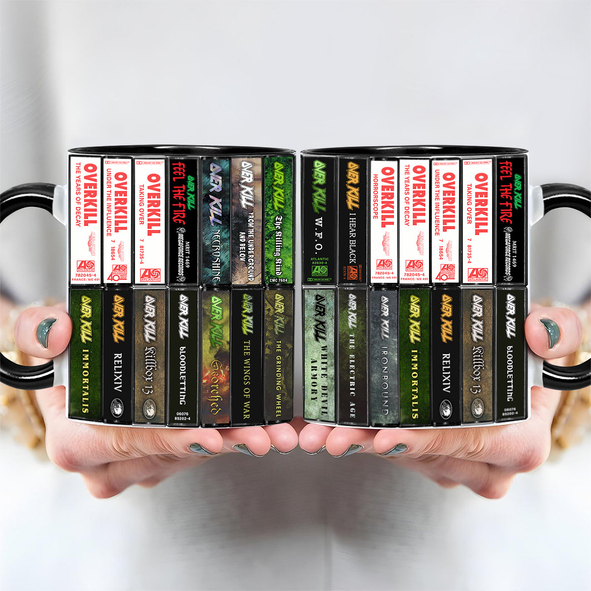 Overkill Albums Cassette Collection Retro Accent Edge-to-Edge Printed Mug
