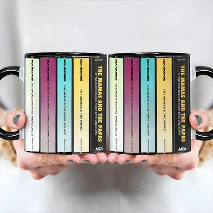 The Mamas & the Papas Albums Cassette Collection Retro Accent Edge-to-Edge Printed Mug