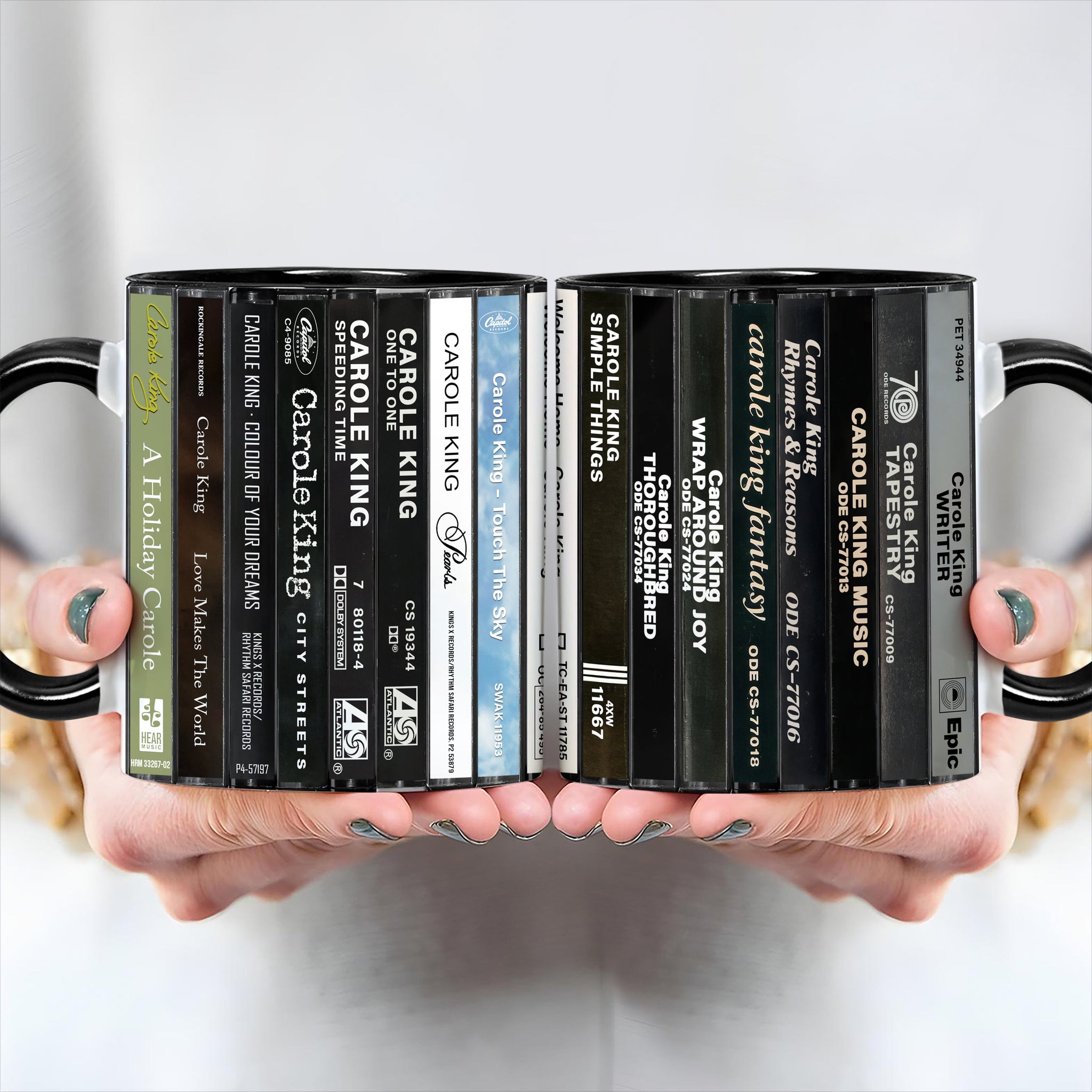 Carole King Albums Cassette Collection Retro Accent Edge-to-Edge Printed Mug