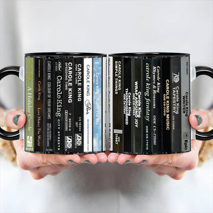 Carole King Albums Cassette Collection Retro Accent Edge-to-Edge Printed Mug