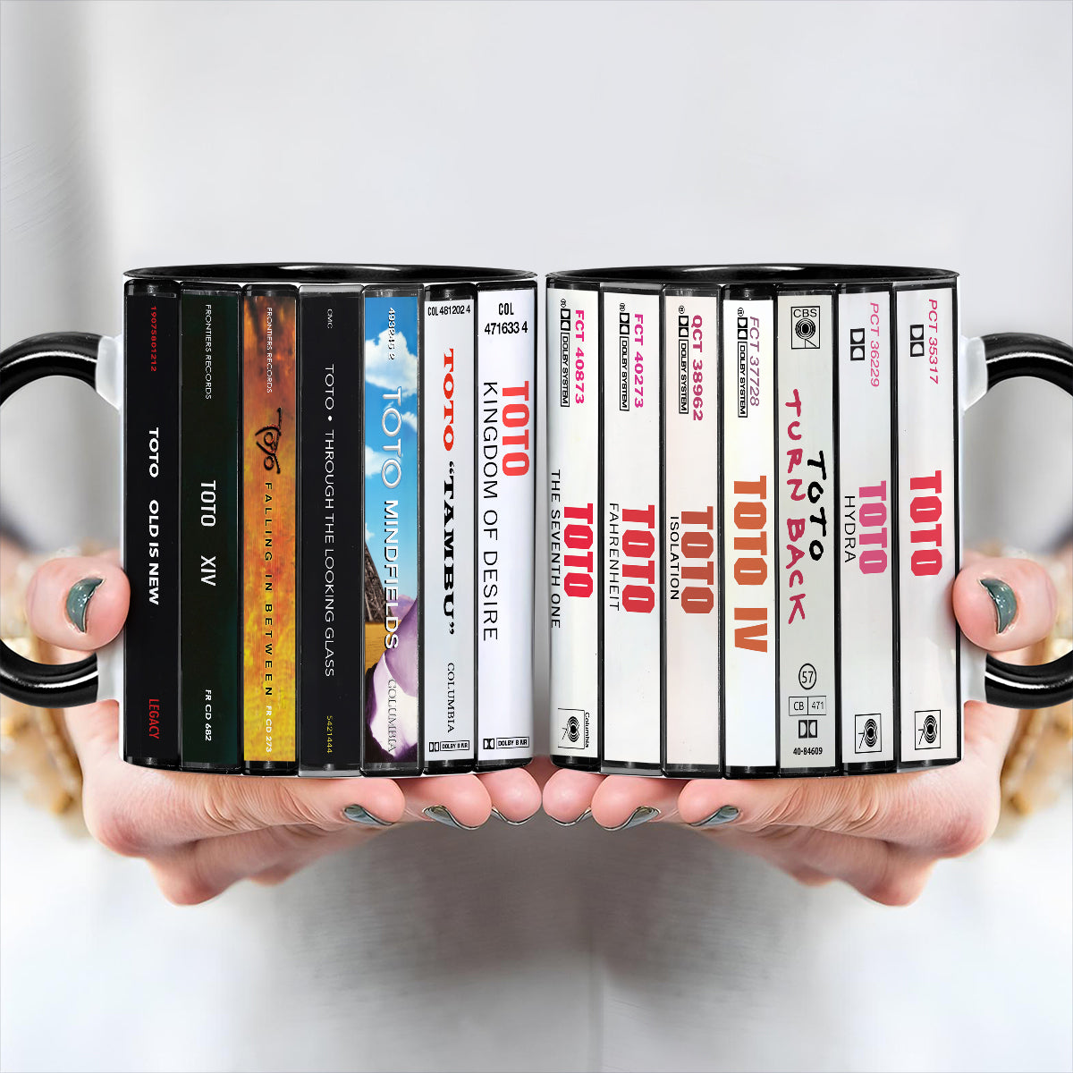 Toto Albums Cassette Collection Retro Accent Edge-to-Edge Printed Mug