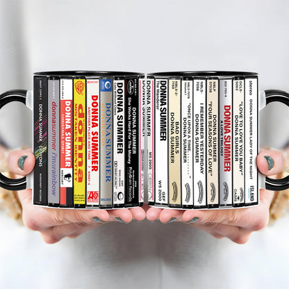 Donna Summer Albums Cassette Collection Retro Accent Edge-to-Edge Printed Mug