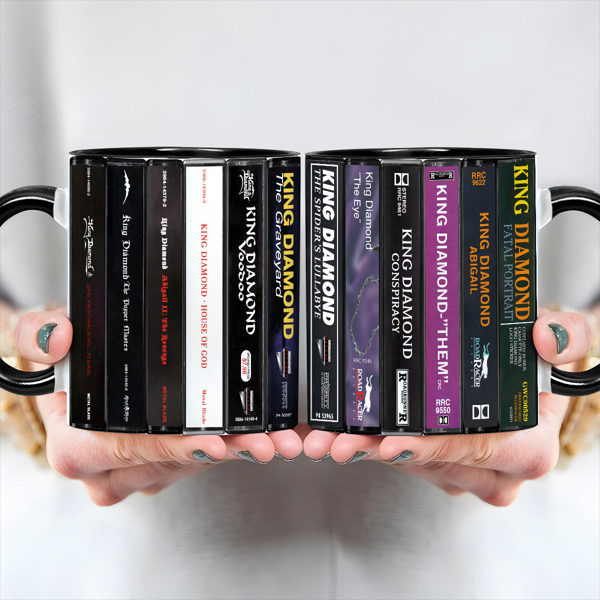 King Diamond Albums Cassette Collection Retro Accent Edge-to-Edge Printed Mug