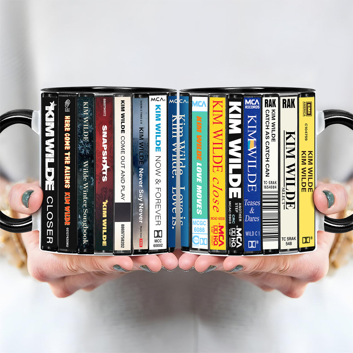 Kim Wilde Albums Cassette Collection Retro Accent Edge-to-Edge Printed Mug