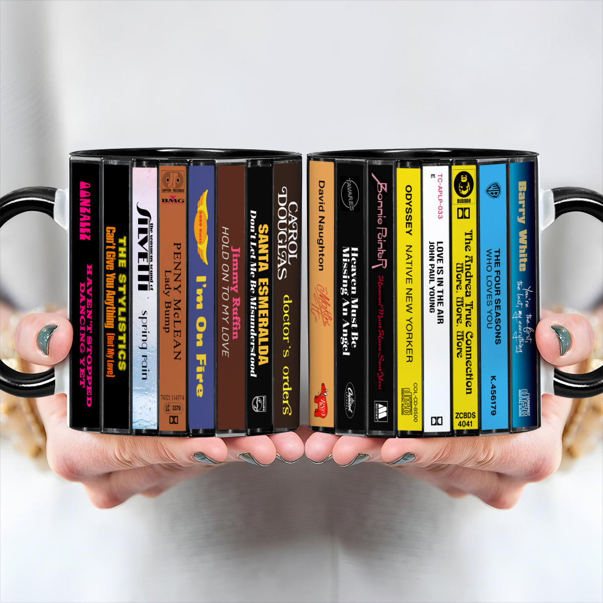Disco Music Albums Cassette Collection Retro Accent Edge-to-Edge Printed Mug