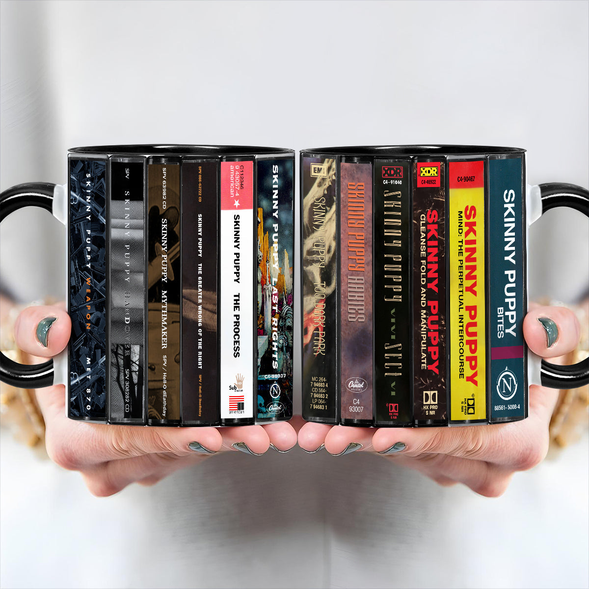 Skinny Puppy Albums Cassette Collection Retro Accent Edge-to-Edge Printed Mug