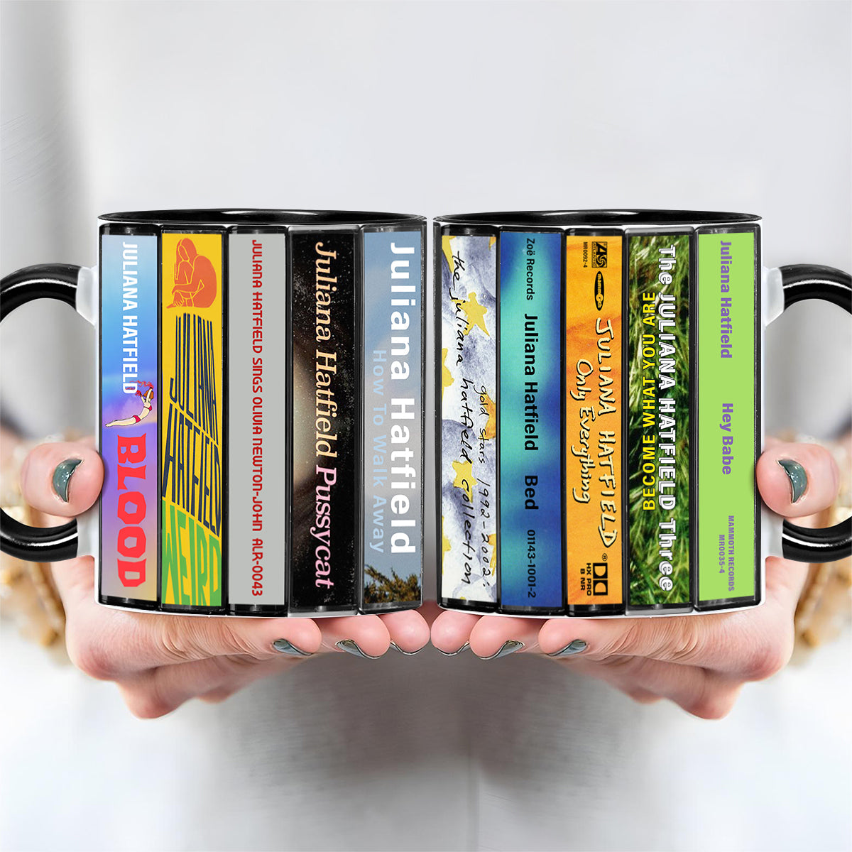 Juliana Hatfield Albums Cassette Collection Retro Accent Edge-to-Edge Printed Mug