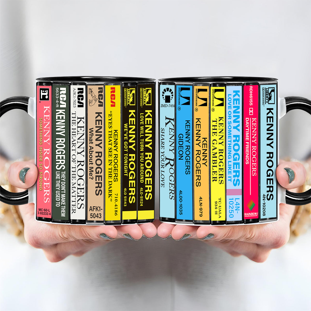 Kenny Rogers Albums Cassette Collection Retro Accent Edge-to-Edge Printed Mug - other version