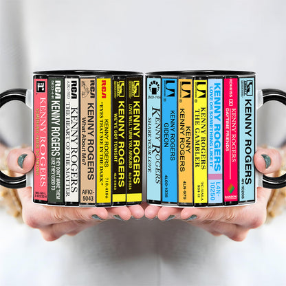 Kenny Rogers Albums Cassette Collection Retro Accent Edge-to-Edge Printed Mug - other version