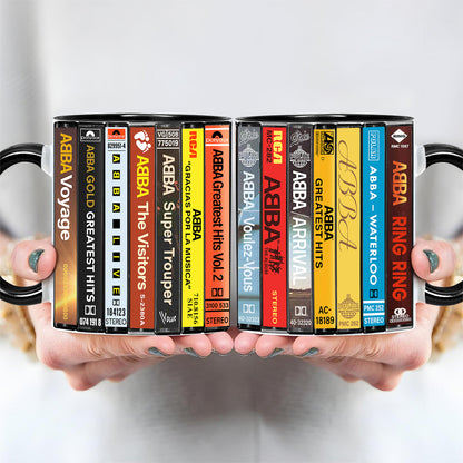 ABBA Albums Cassette Collection Retro Accent Edge-to-Edge Printed Mug
