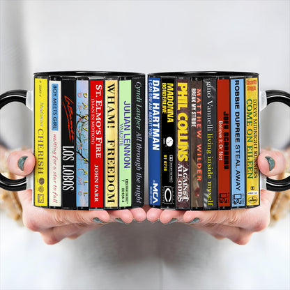 80s POP Singles Collection Albums Cassette Collection Retro Accent Edge-to-Edge Printed Mug