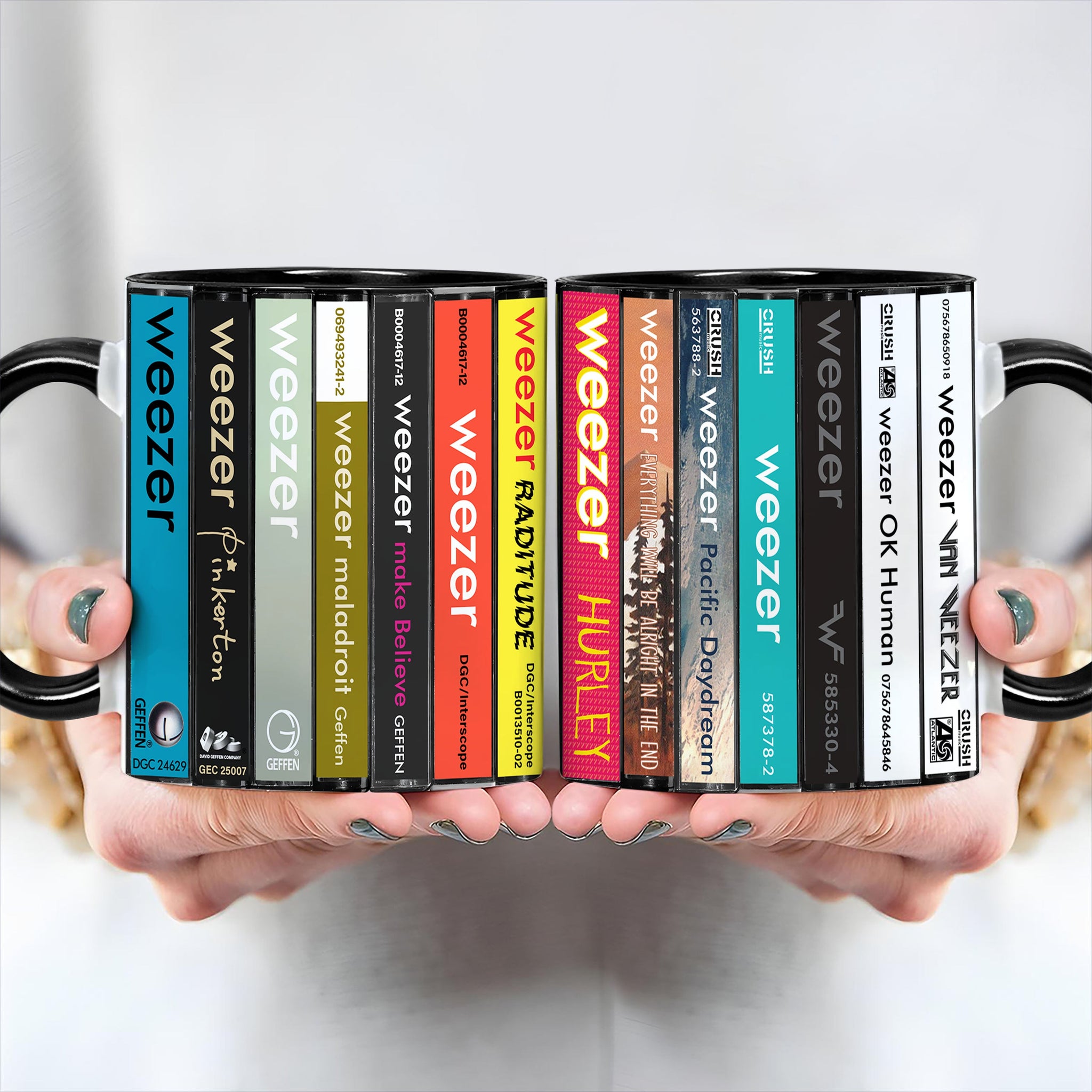 Weezer Albums Cassette Collection Retro Accent Edge-to-Edge Printed Mug