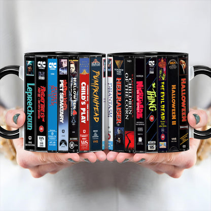 VHS Horror Movies Collection Retro Accent Edge-to-Edge Printed Mug
