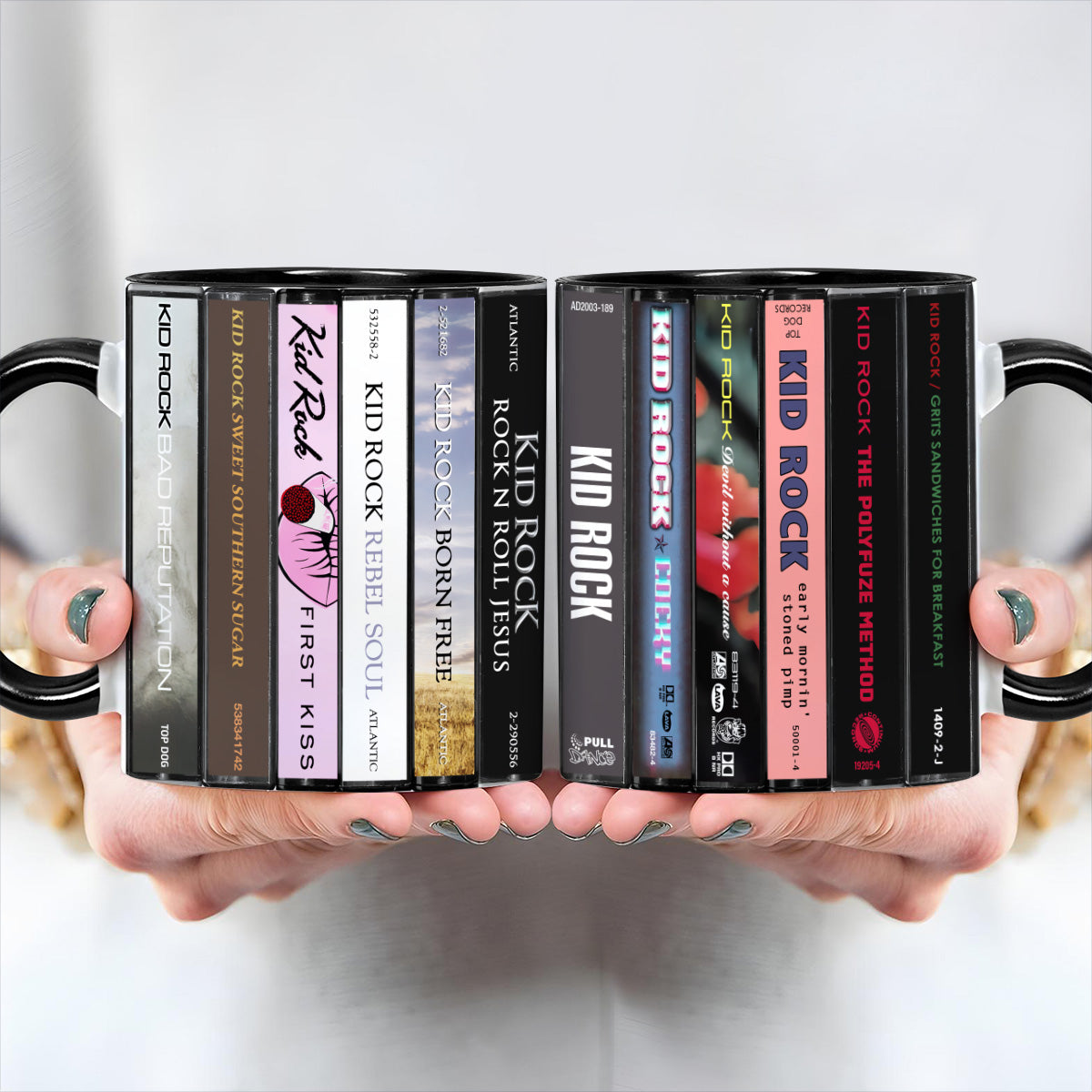 Kid Rock Albums Cassette Collection Retro Accent Edge-to-Edge Printed Mug
