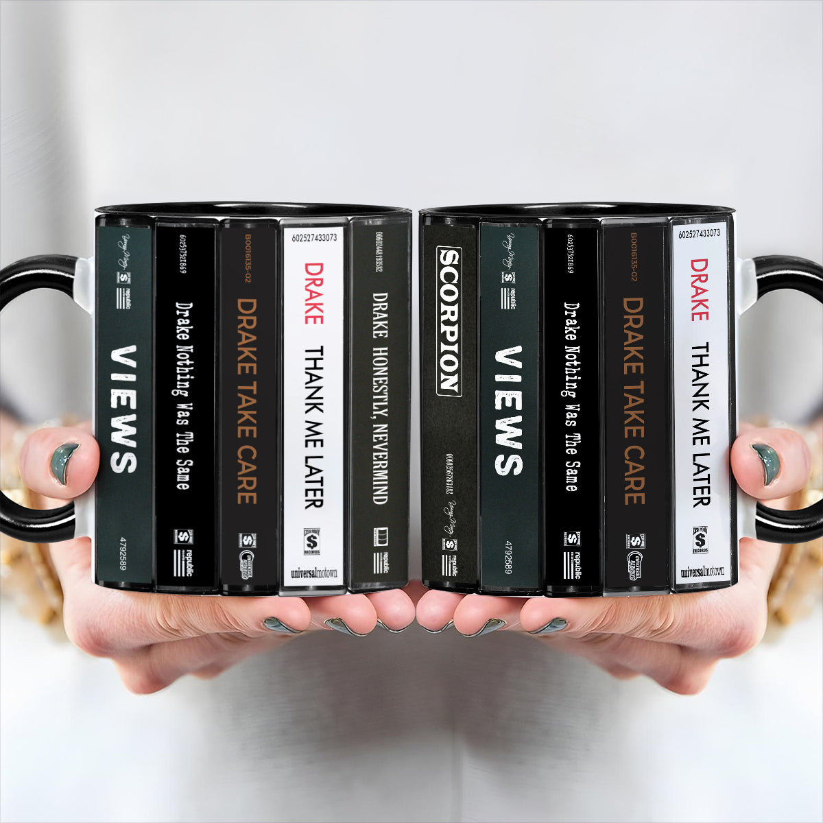 Drake Albums Cassette Collection Retro Accent Edge-to-Edge Printed Mug