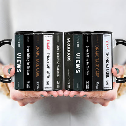 Drake Albums Cassette Collection Retro Accent Edge-to-Edge Printed Mug
