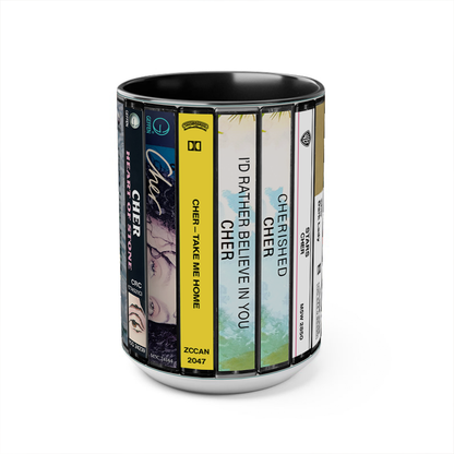 Cher Albums Cassette Collection Retro Accent Edge-to-Edge Printed Mug