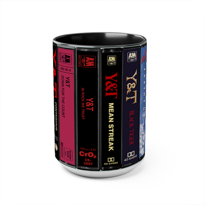 Y&T Albums Cassette Collection Retro Accent Edge-to-Edge Printed Mug