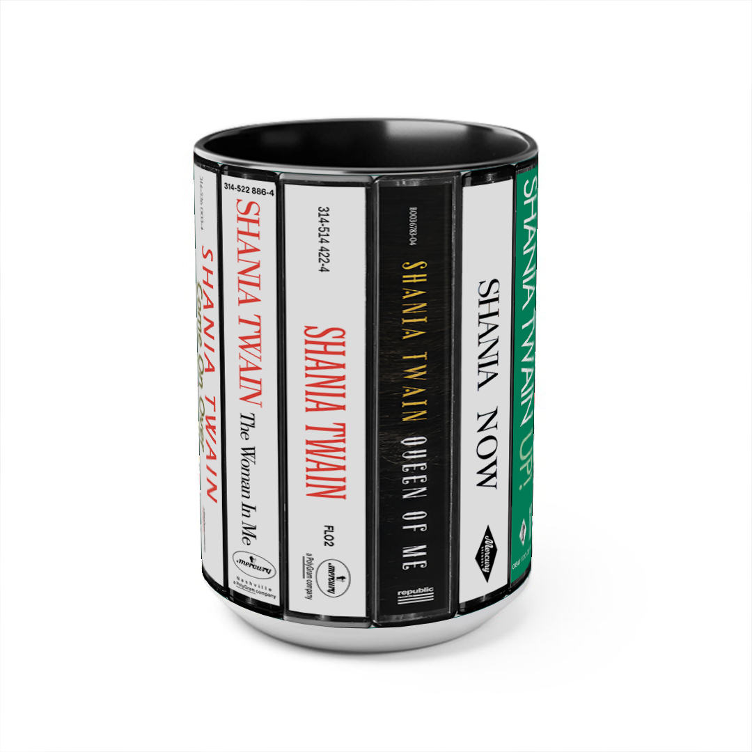 Shania Twain Albums Cassette Collection Retro Accent Edge-to-Edge Printed Mug