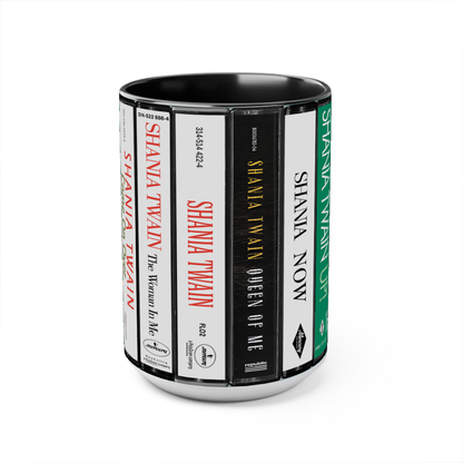 Shania Twain Albums Cassette Collection Retro Accent Edge-to-Edge Printed Mug