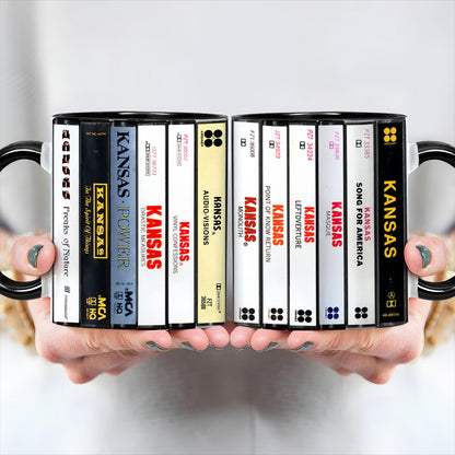 Kansas Albums Cassette Collection Retro Accent Edge-to-Edge Printed Mug