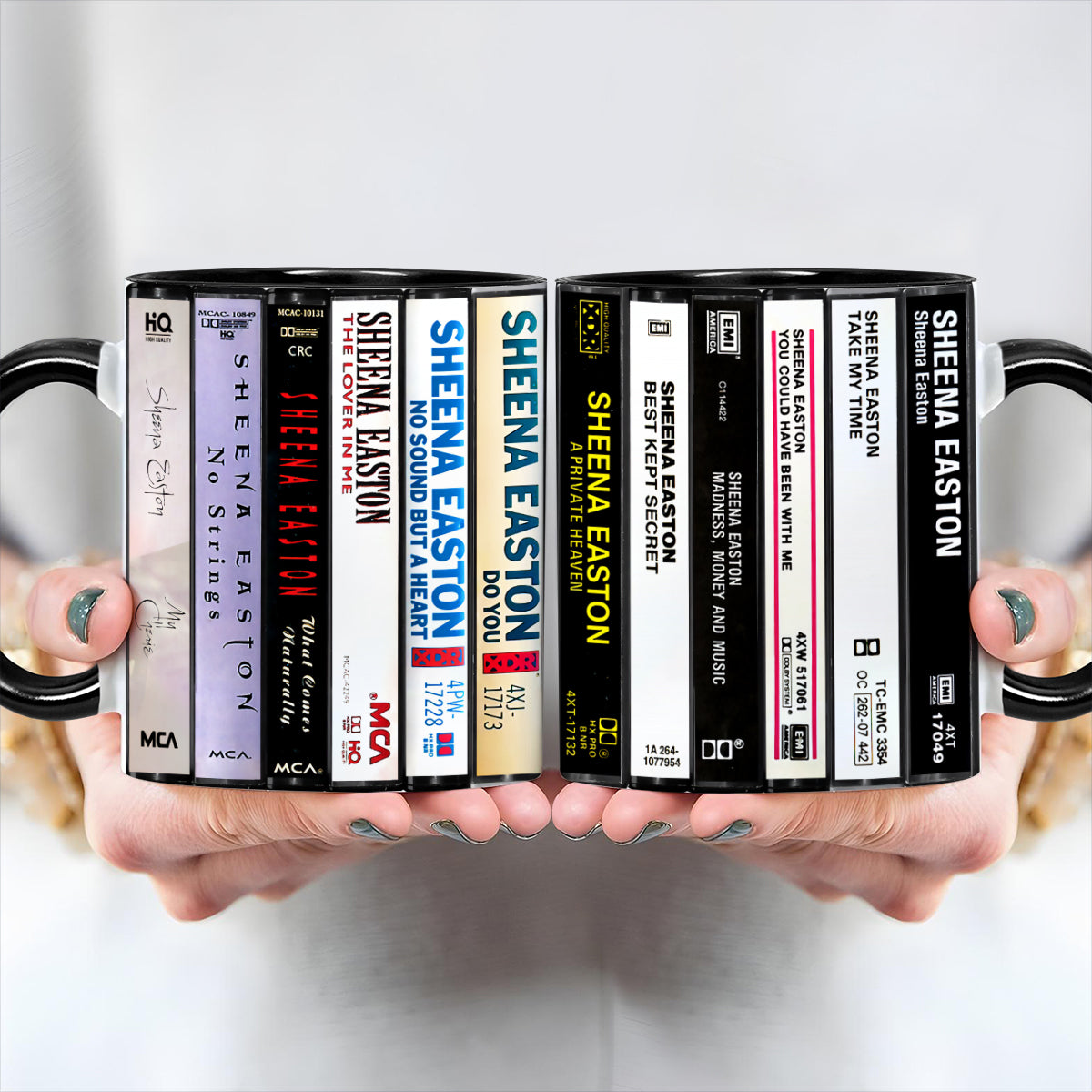 Sheena Easton Albums Cassette Collection Retro Accent Edge-to-Edge Printed Mug