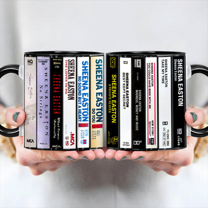 Sheena Easton Albums Cassette Collection Retro Accent Edge-to-Edge Printed Mug