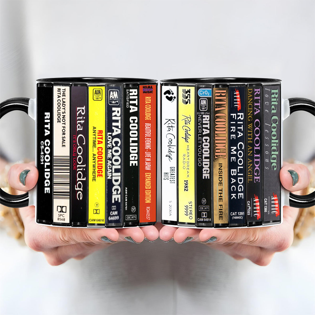 Rita Coolidge Albums Cassette Collection Retro Accent Edge-to-Edge Printed Mug