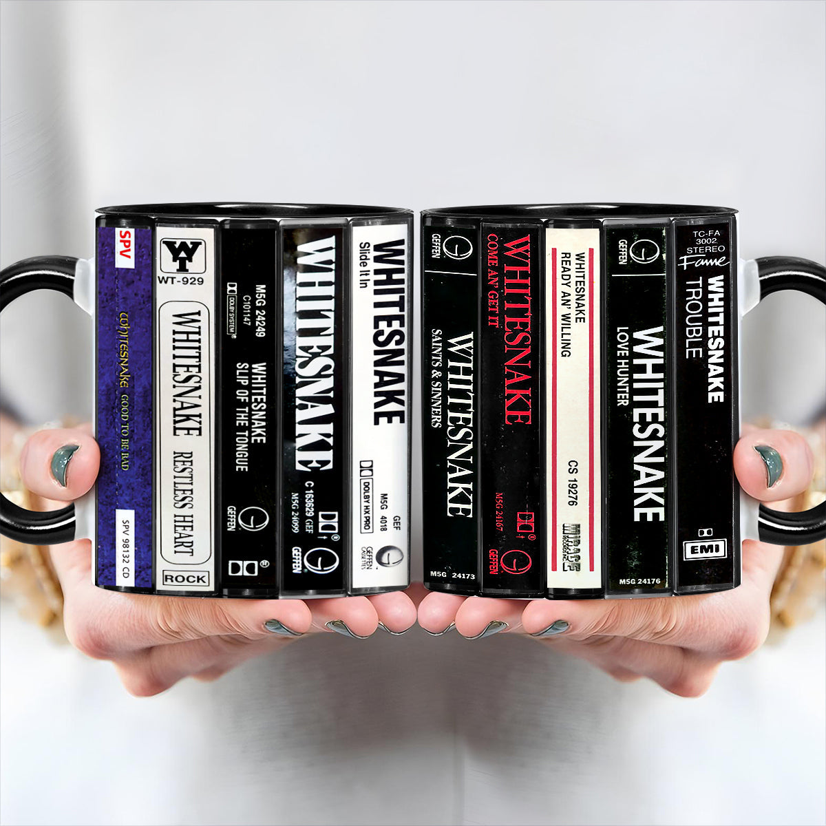 Whitesnake Albums Cassette Collection Retro Accent Mug