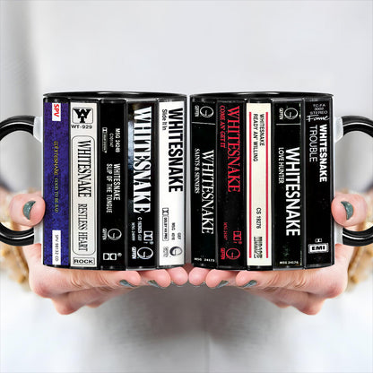 Whitesnake Albums Cassette Collection Retro Accent Mug