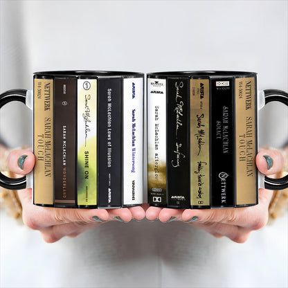 Sarah McLachlan Albums Cassette Collection Retro Accent Edge-to-Edge Printed Mug