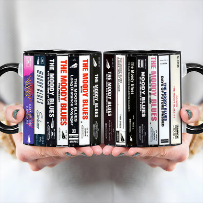 The Moody Blues Albums Cassette Collection Retro Accent Edge-to-Edge Printed Mug