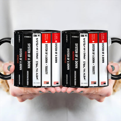 System Of A Down Albums Cassette Collection Retro Accent Edge-to-Edge Printed Mug