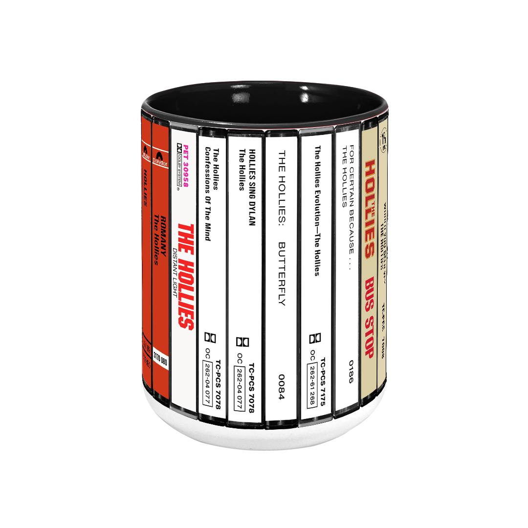 The Hollies Albums Cassette Collection Retro Accent Edge-to-Edge Printed Mug